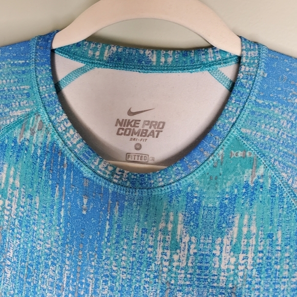 Nike Pro Combat Fitted Long Sleeve Top Size Medium Blue - Picture 4 of 5